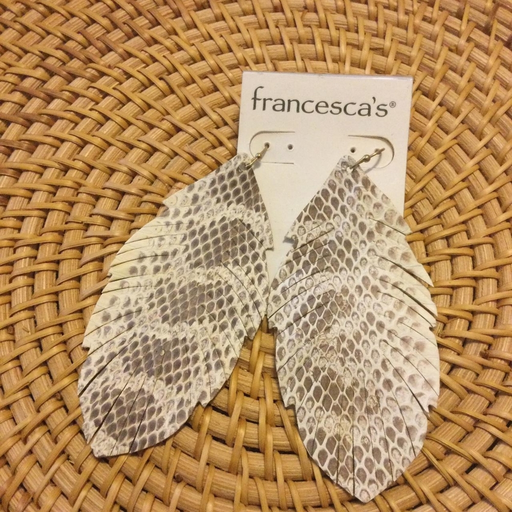 Snakeskin print leather earrings